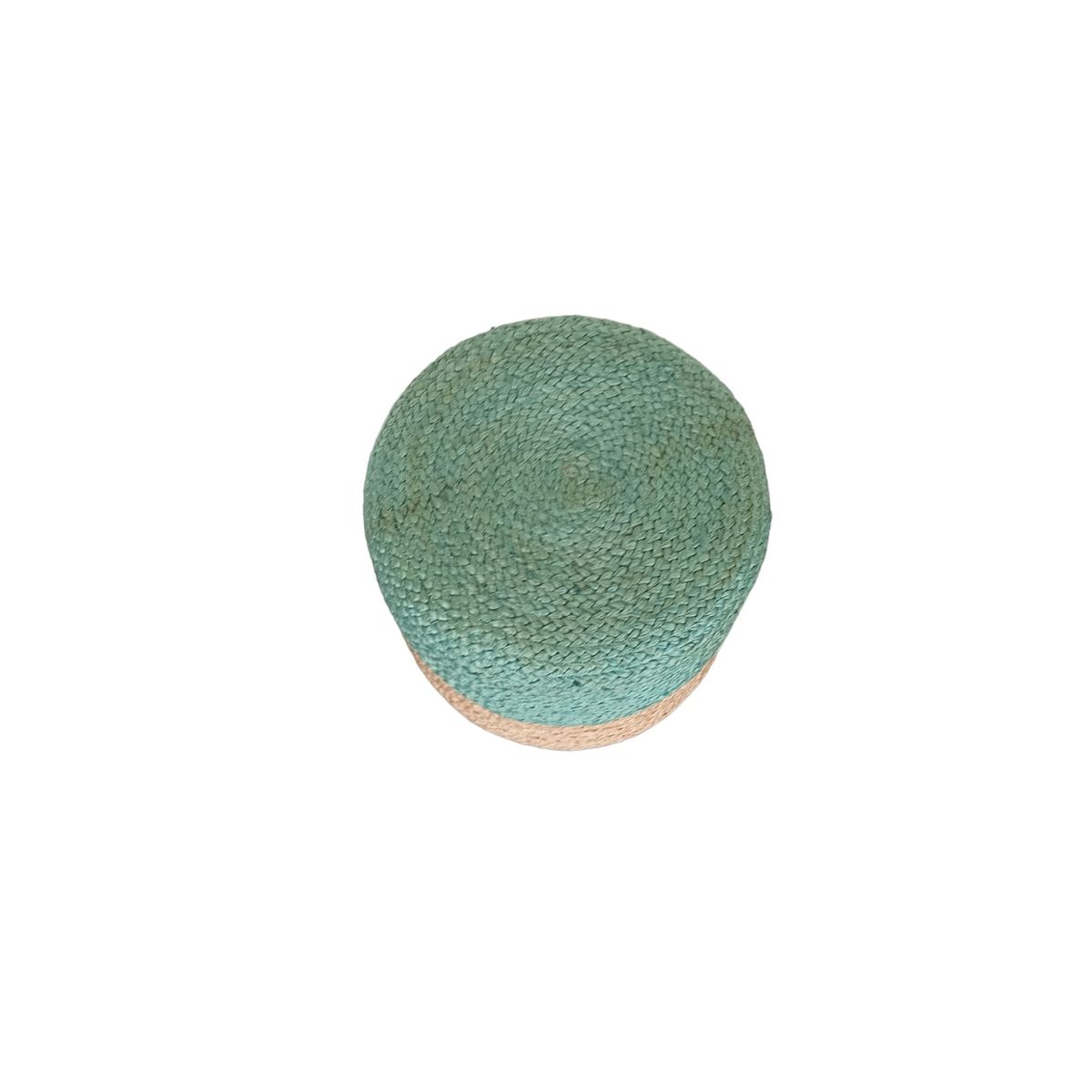 DECOGHAR - Puff de Yute Turquesa-Natural Redondo 30x40 cm