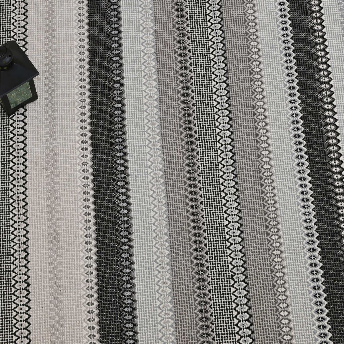 DECOGHAR - Alfombra Kelim Boho Stripes Con Antideslizante GrisNegro 1,50 X 2,10 mts