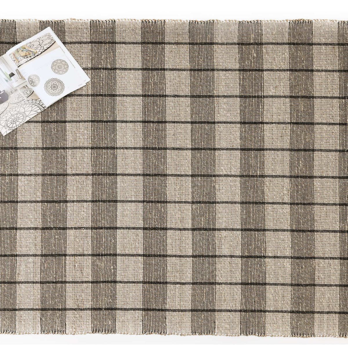 DECOGHAR - Alfombra Yute Seagrass Cubos Negro 180x280 cm