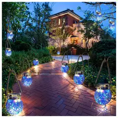 COMPRAPO - Lámpara Farol SOLAR Esfera Cristal Decorativa Led Multicolor Terraza