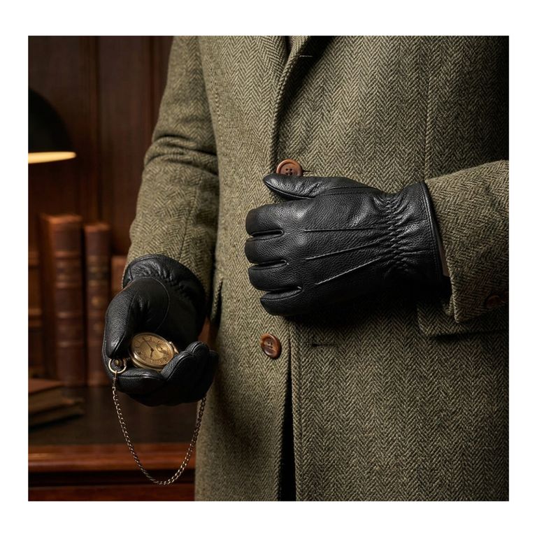 Guantes de Cuero Sintetico Premium para Invierno - Termicos y Elegantes Negro TALLA UNICA