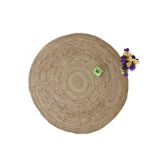 DECOGHAR - Alfombra de Yute Redonda Natural Mediana 120x120 cm