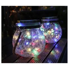 COMPRAPO - Lámpara Farol X 2 SOLAR Esfera Cristal Decorativa Led Multicolor