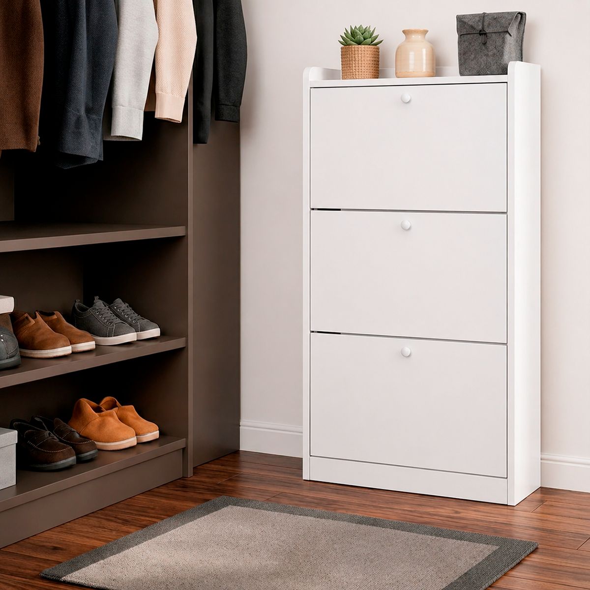 CASA BELLA - Zapatero Organizador 3 Niveles Blanco 114X60X24 cm Casa Bella