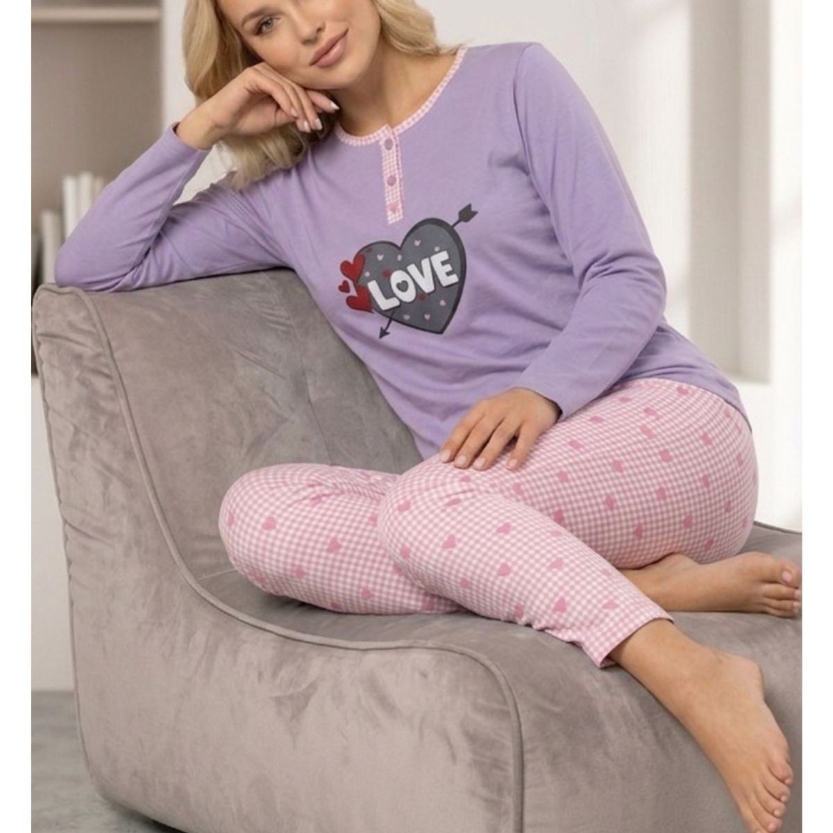 LOOK SHOP - Pijama Mujer Manga Larga. Pantalón Y Polera. Diseños 420