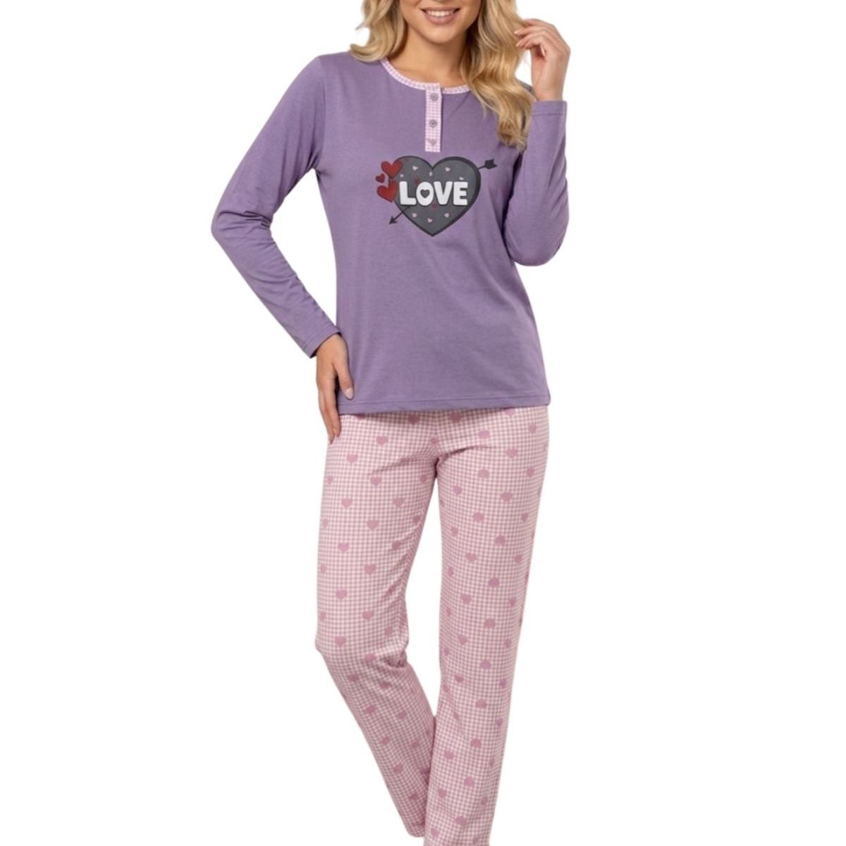 LOOK SHOP - Pijama Mujer Manga Larga. Pantalón Y Polera. Diseños 420