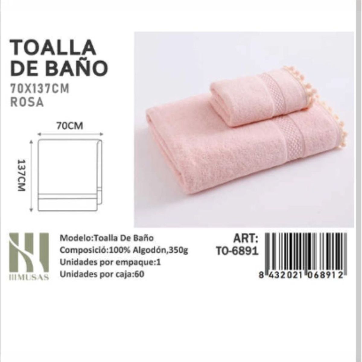 GENERICO - Toallas 100% Algodon Con Detalles Bordados 70X140