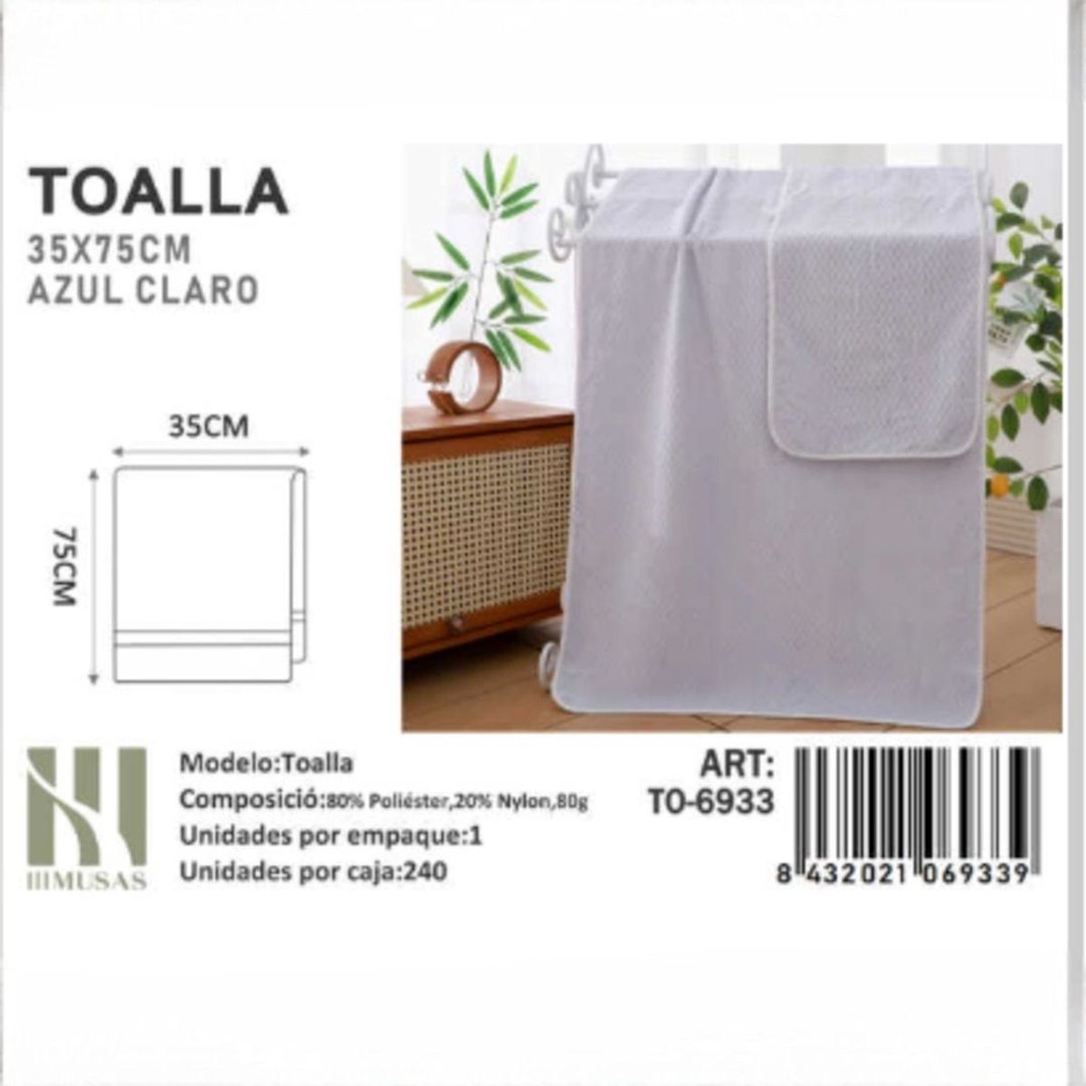 GENERICO - Toalla De Microfibra Suave 35X70Cm Imussa