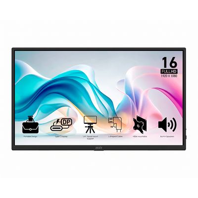 Msi Monitor Portable 15.6” Ips Fhd 60 Hz 4Ms Pro Mp165 E6