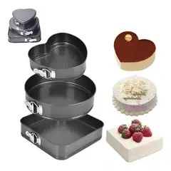 GENERICO - Set 3 Moldes Repostera Queque Tortas Antiadherente