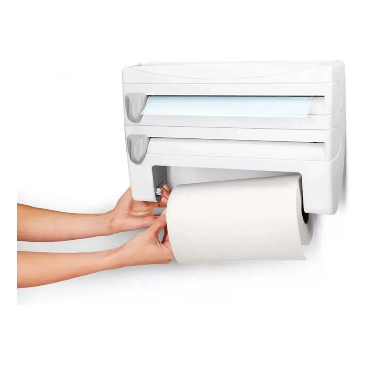 GENERICO - Porta Rollo Triple Toalla Nova Cocina Alusa Dispensador Film