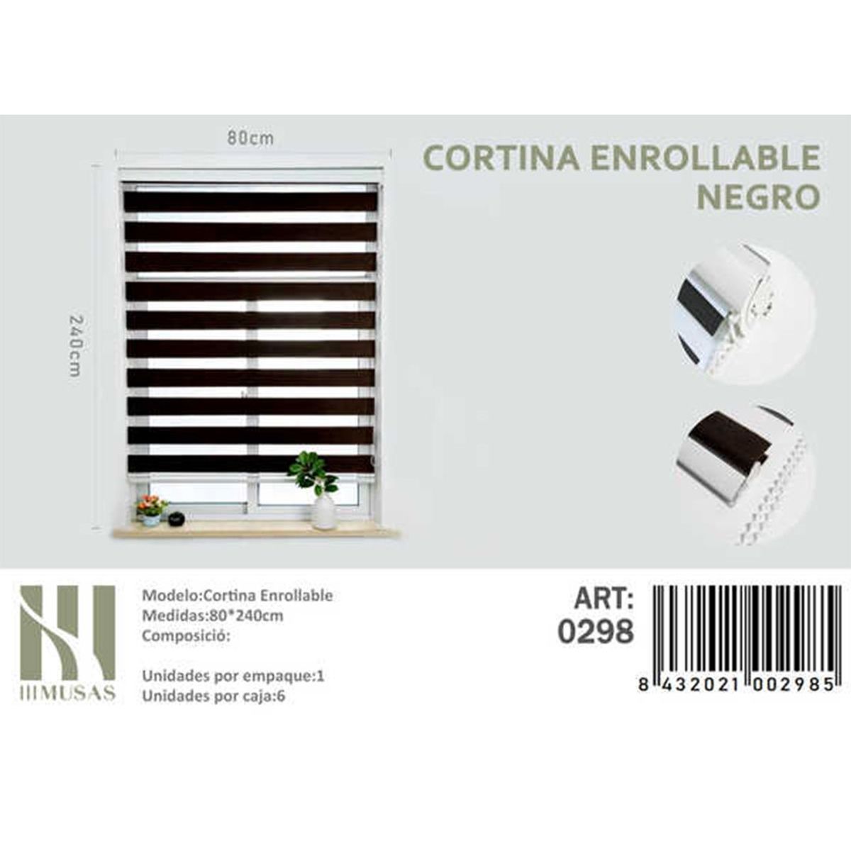 GENERICO - Cortina Roller Dia Y Noche 80X240 Cm