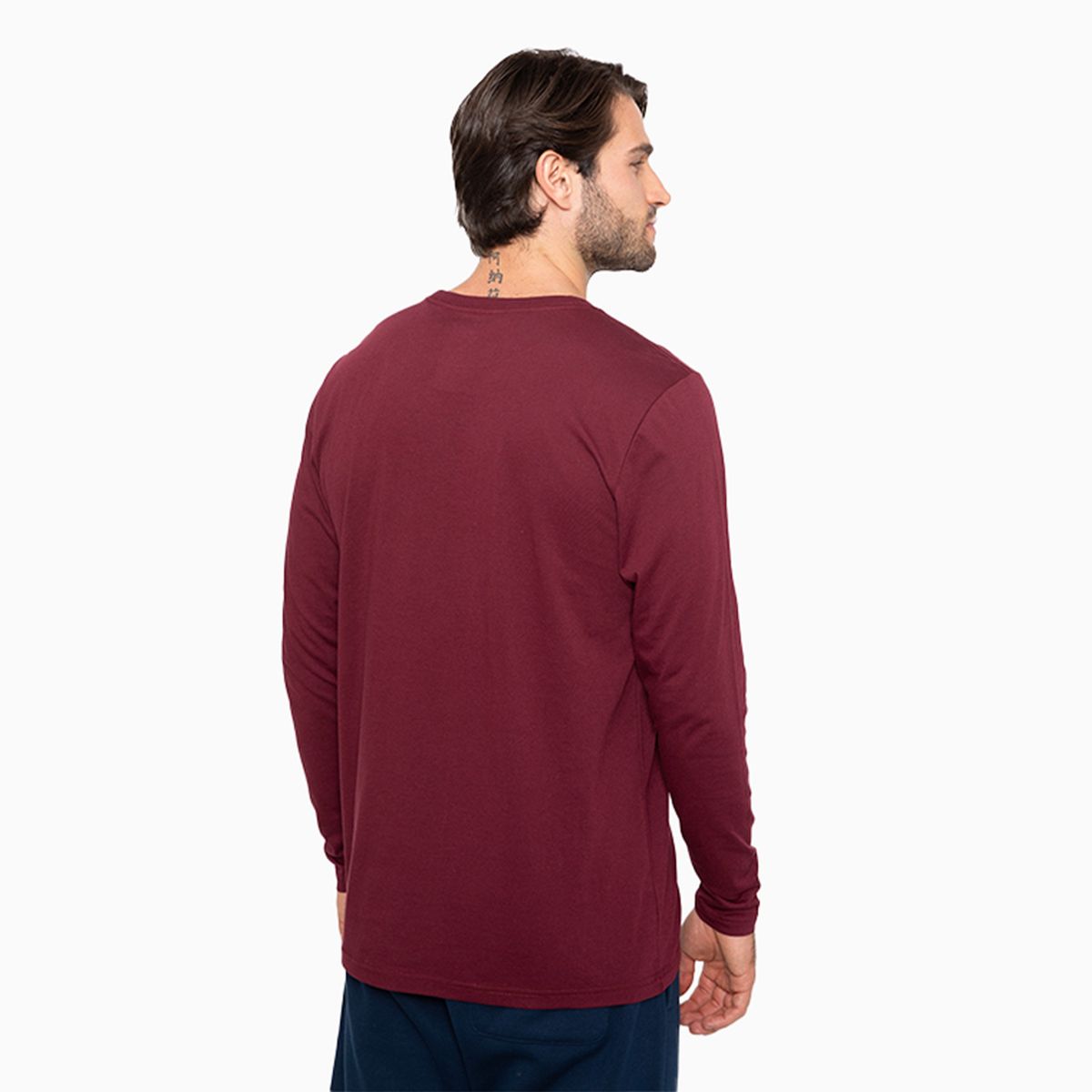 CONVERSE - Polera Converse Basic M/L Hombre Burdeo