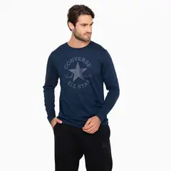 CONVERSE - Polera Basic M/L Hombre Azul