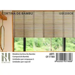 GENERICO - Persiana O Cortina Roller De Bambú 120x200 cm