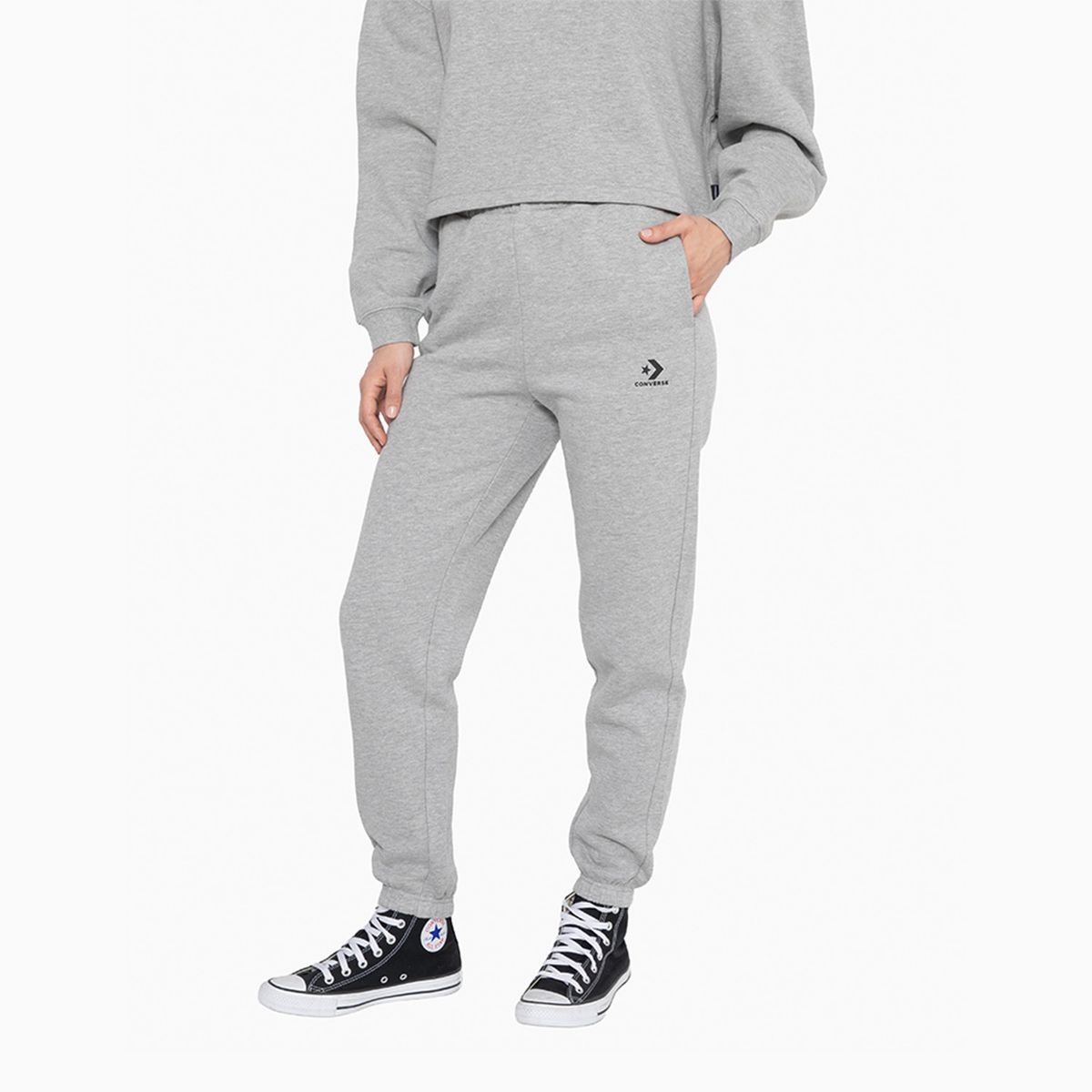 CONVERSE - Pantalón Converse Basic Mujer Gris