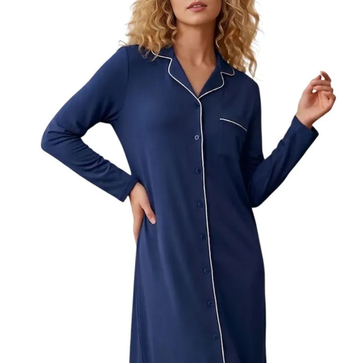 LOOK SHOP - Camisa De Dormir Mujer Elegante Ribetes. Calidad Premium 5316