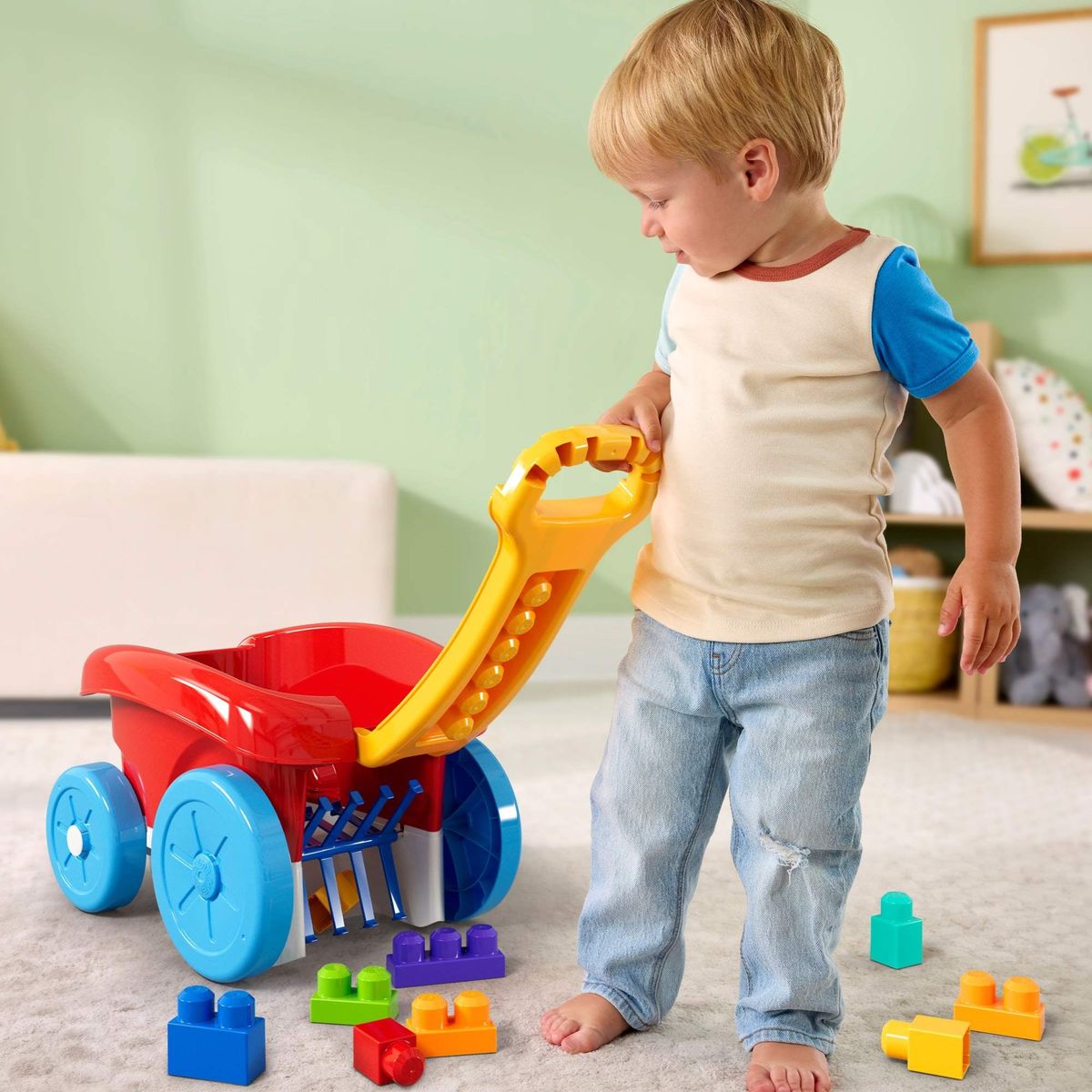 MATTEL - MEGA BLOKS VAGÓN RECOGE BLOQUES