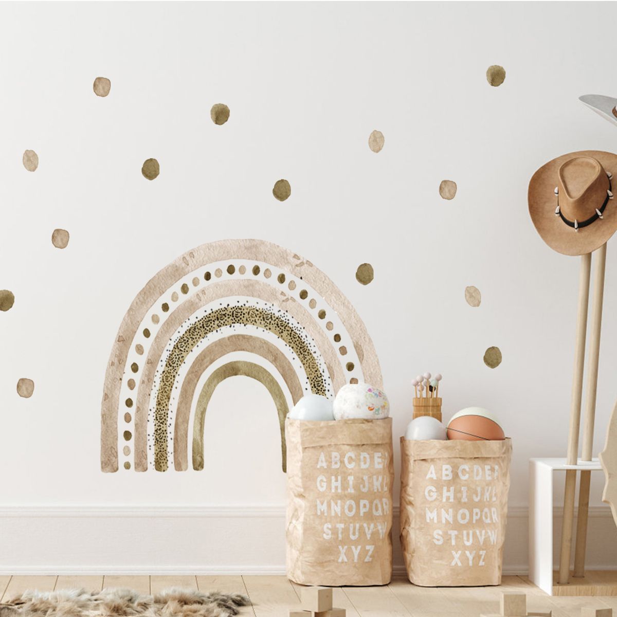 MY MOMI - Gran arcoiris café  Vinilo sticker pared decoracion habitacion bebe 1 lamina de 90x30cm