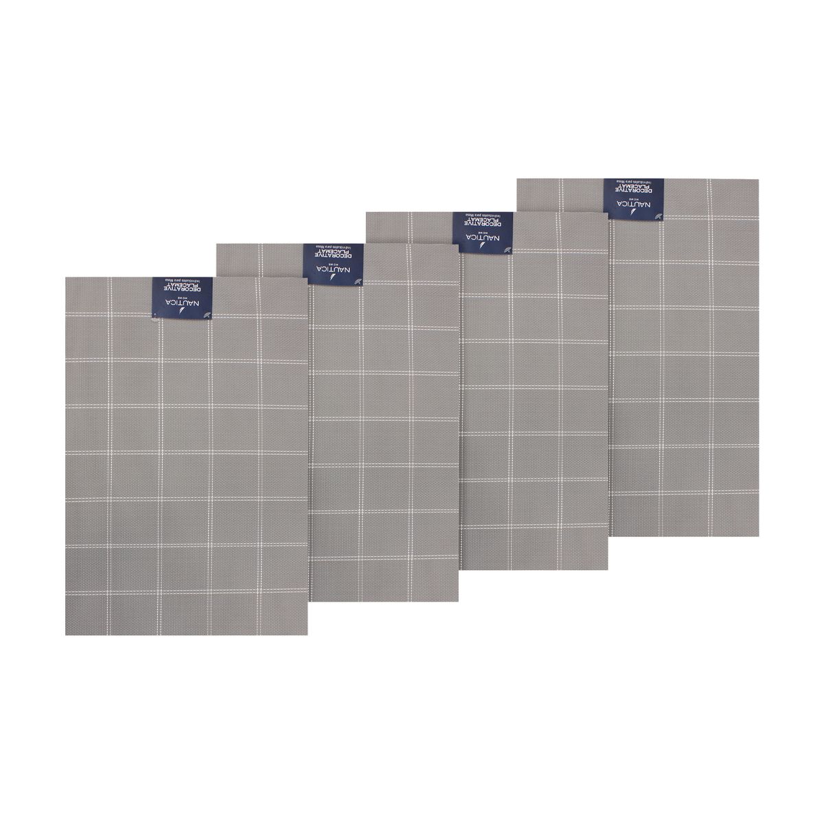 NAUTICA - Pack 4 Individuales de mesa Nautica Home 45x30cm gris a cuadros