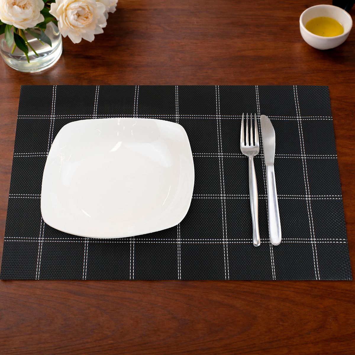 NAUTICA - Pack 4 Individuales de mesa Nautica Home 45x30cm negro a cuadros