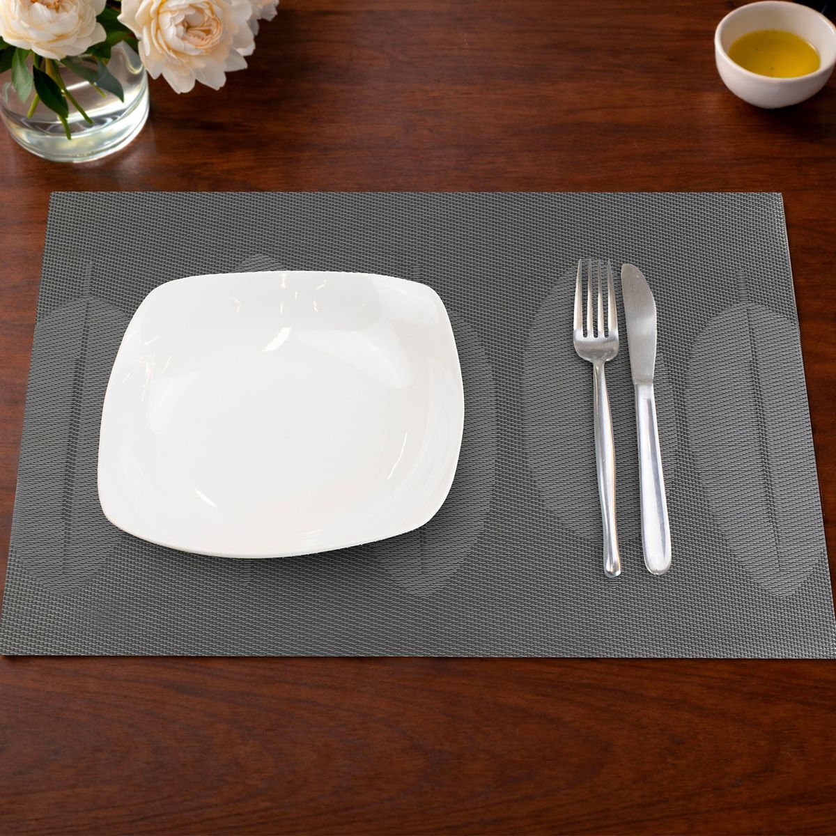 NAUTICA - Individual de mesa Nautica Home 45x30cm reversible hojas gris