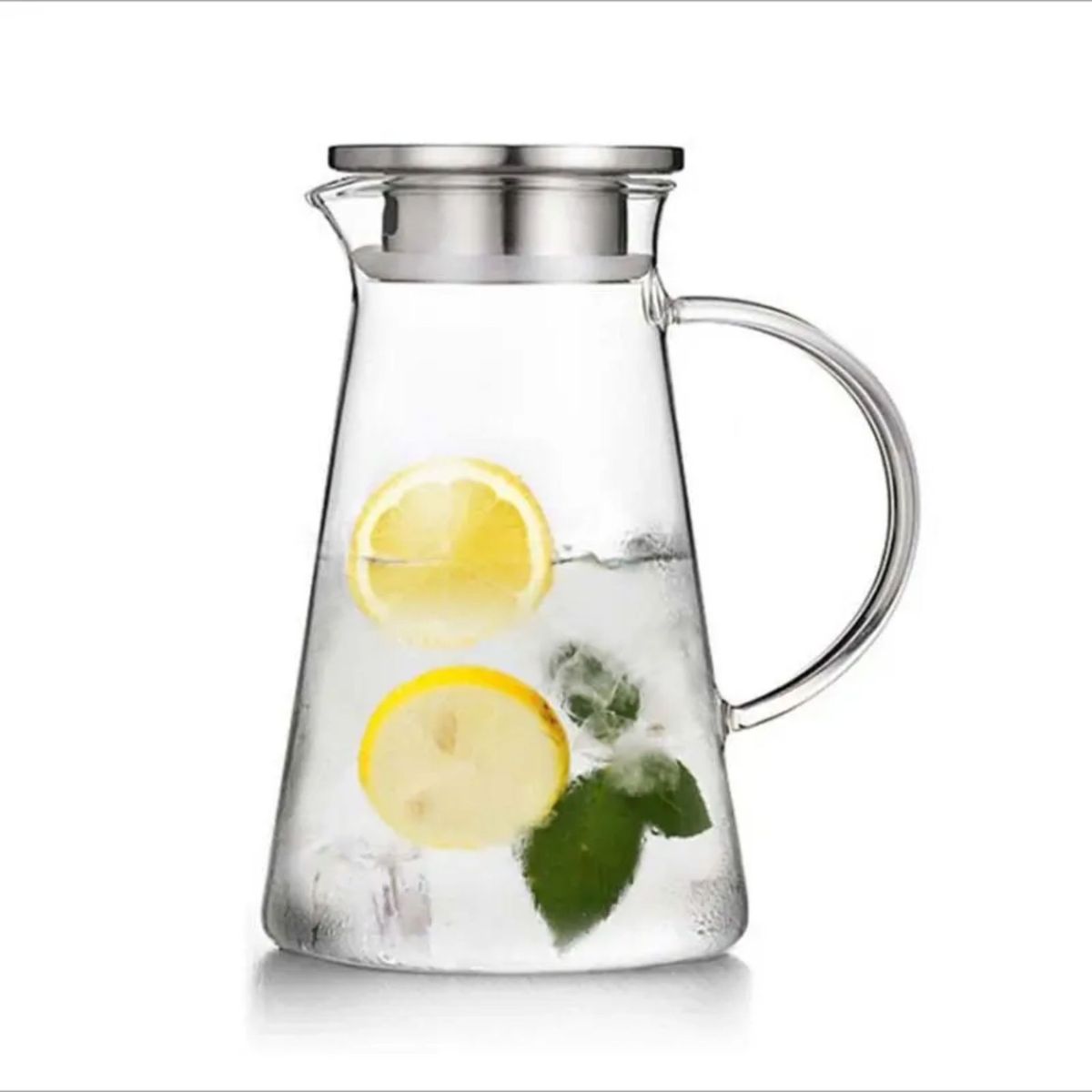 GENERICO - Jarra Vidrio Borosilicato Con Tapa De Acero 1800ml