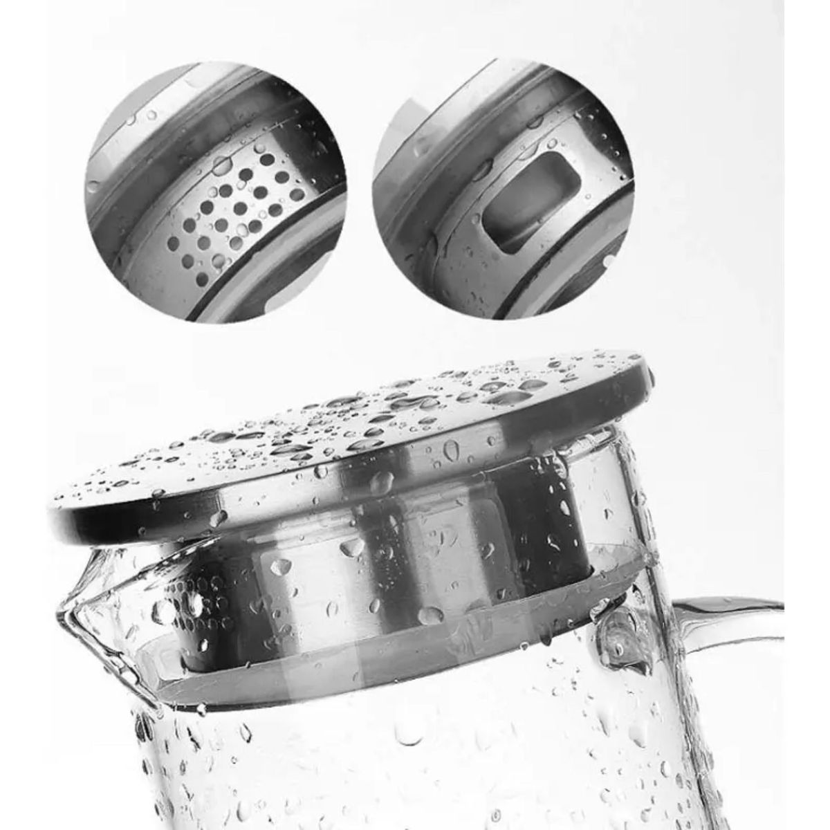 GENERICO - Jarra Vidrio Borosilicato Con Tapa De Acero 1800ml