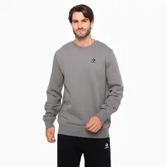 CONVERSE - Polerón Basic Crew Hombre Gris