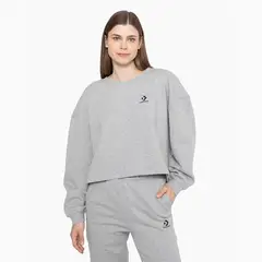CONVERSE - Polerón Basic Crew Mujer Gris