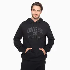 CONVERSE - Polerón Basic Hoodie Hombre Negro