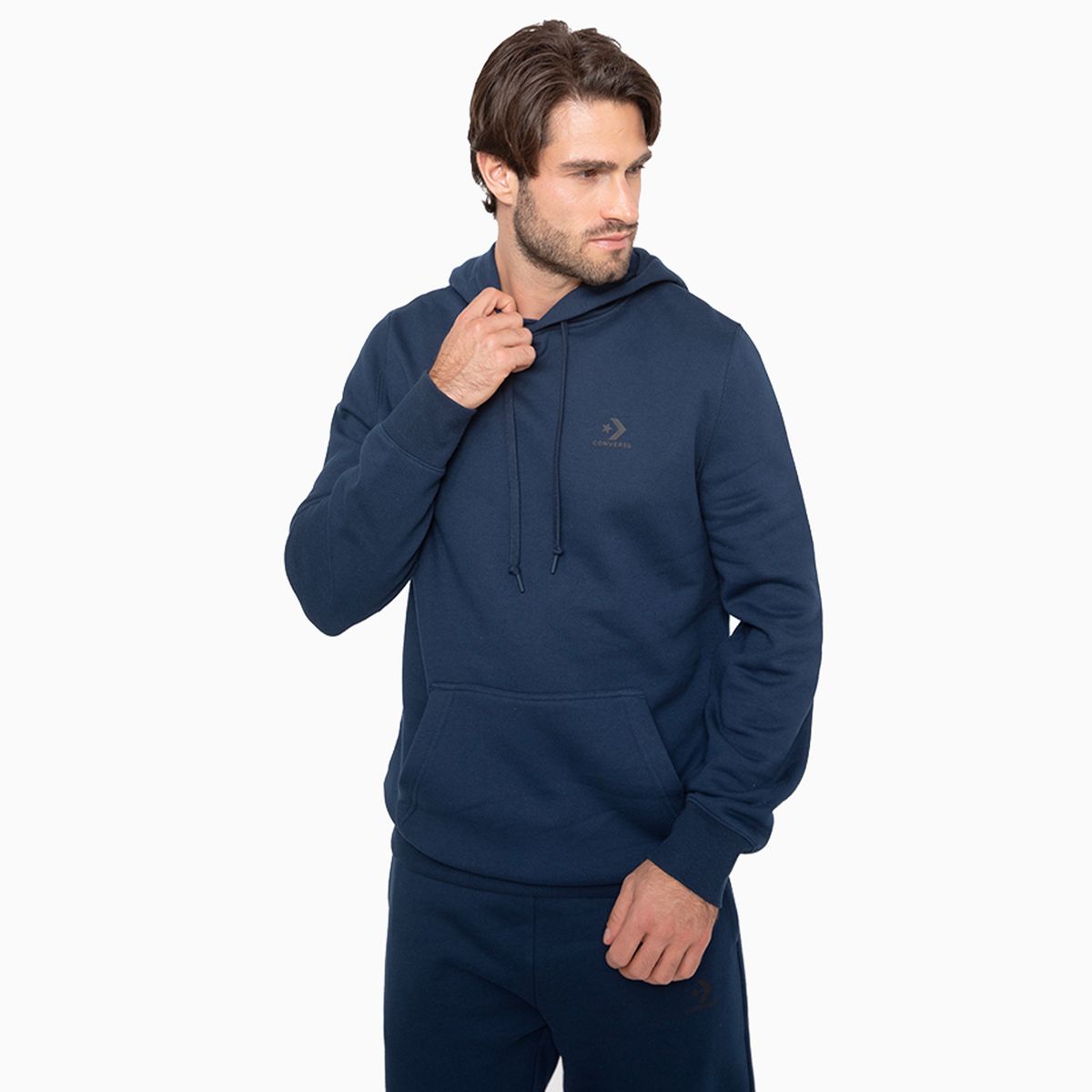 CONVERSE - Polerón Converse Basic Hoodie Hombre Azul