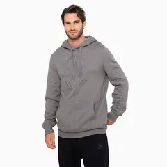 CONVERSE - Polerón Basic Hoodie Hombre Gris