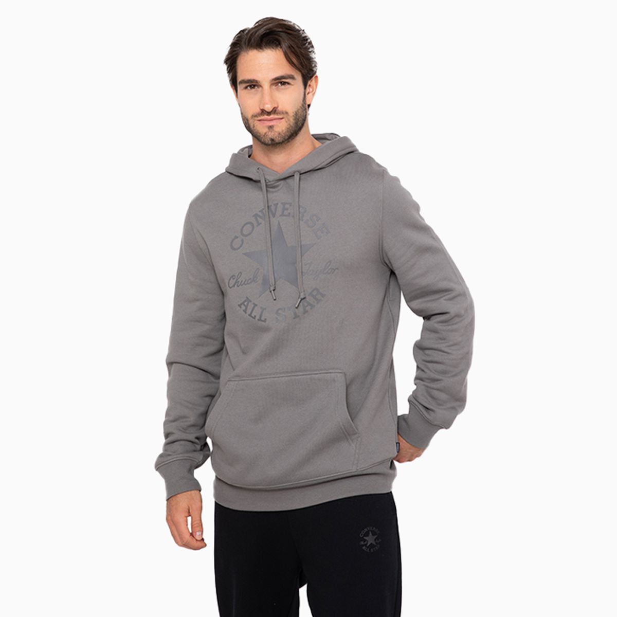 CONVERSE - Polerón Converse Basic Hoodie Hombre Gris