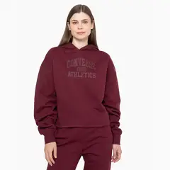 CONVERSE - Polerón Basic Hoodie Mujer Burdeo