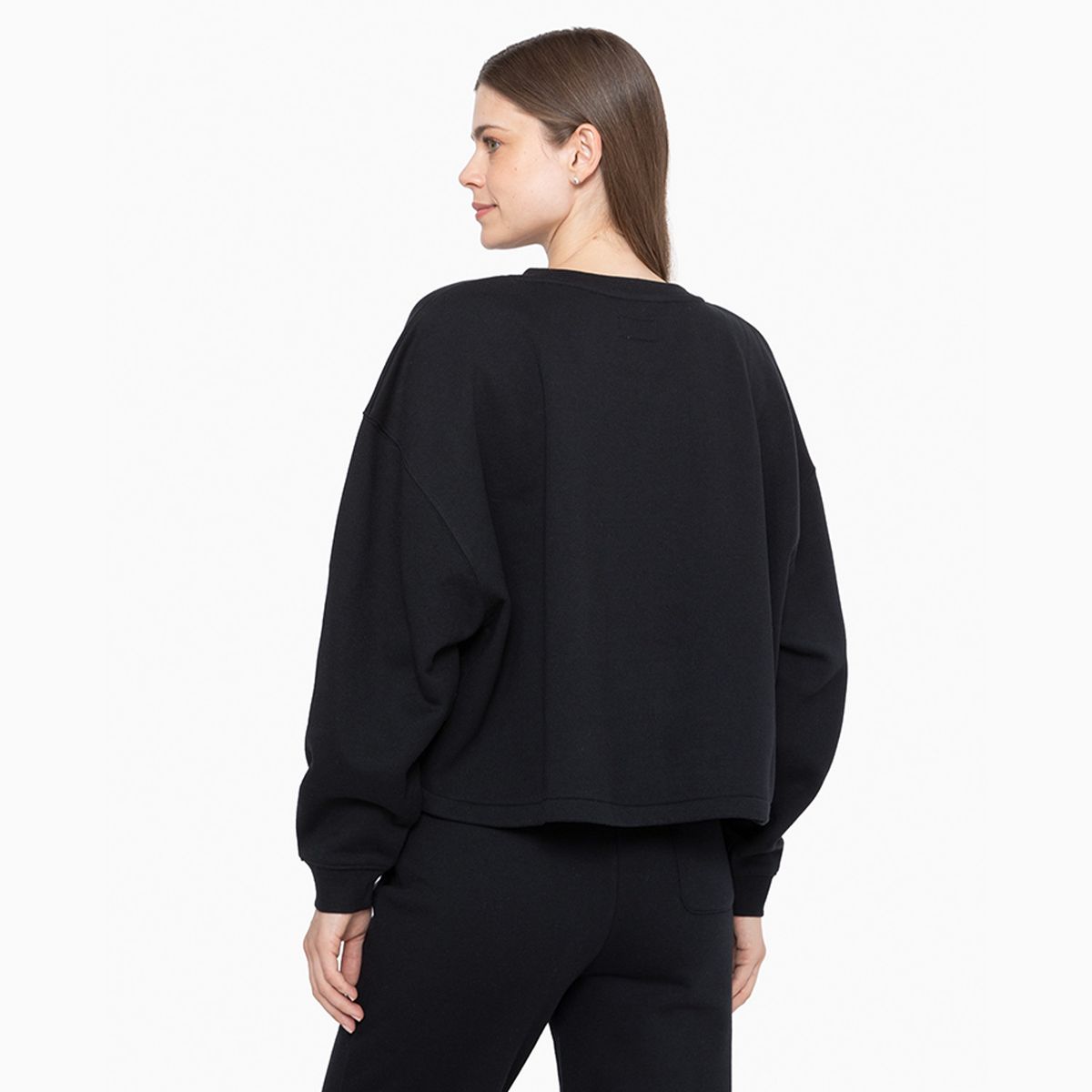 CONVERSE - Polerón Converse Basic Crew Mujer Negro