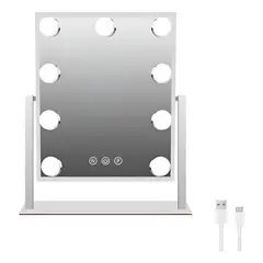 GENERICO - Espejo Maquillaje Tocador Hollywood Mirror 9 Led Usb 3 Modos BELUG