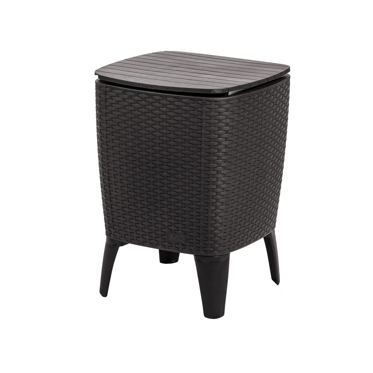 QRUBBER - Mesa Cooler Capri Tipo Rattán Marrón Terraza MQ QRubber