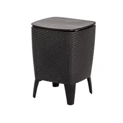 QRUBBER - Mesa Cooler Capri Tipo Rattán Marrón Terraza MQ