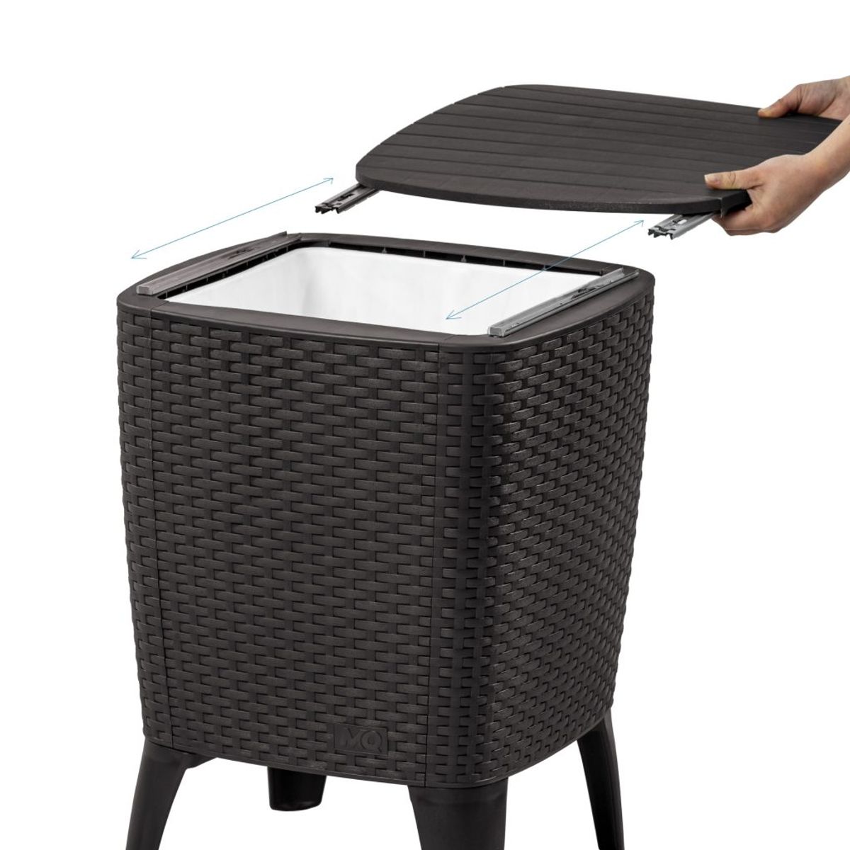 QRUBBER - Mesa Cooler Capri Tipo Rattán Marrón Terraza MQ QRubber