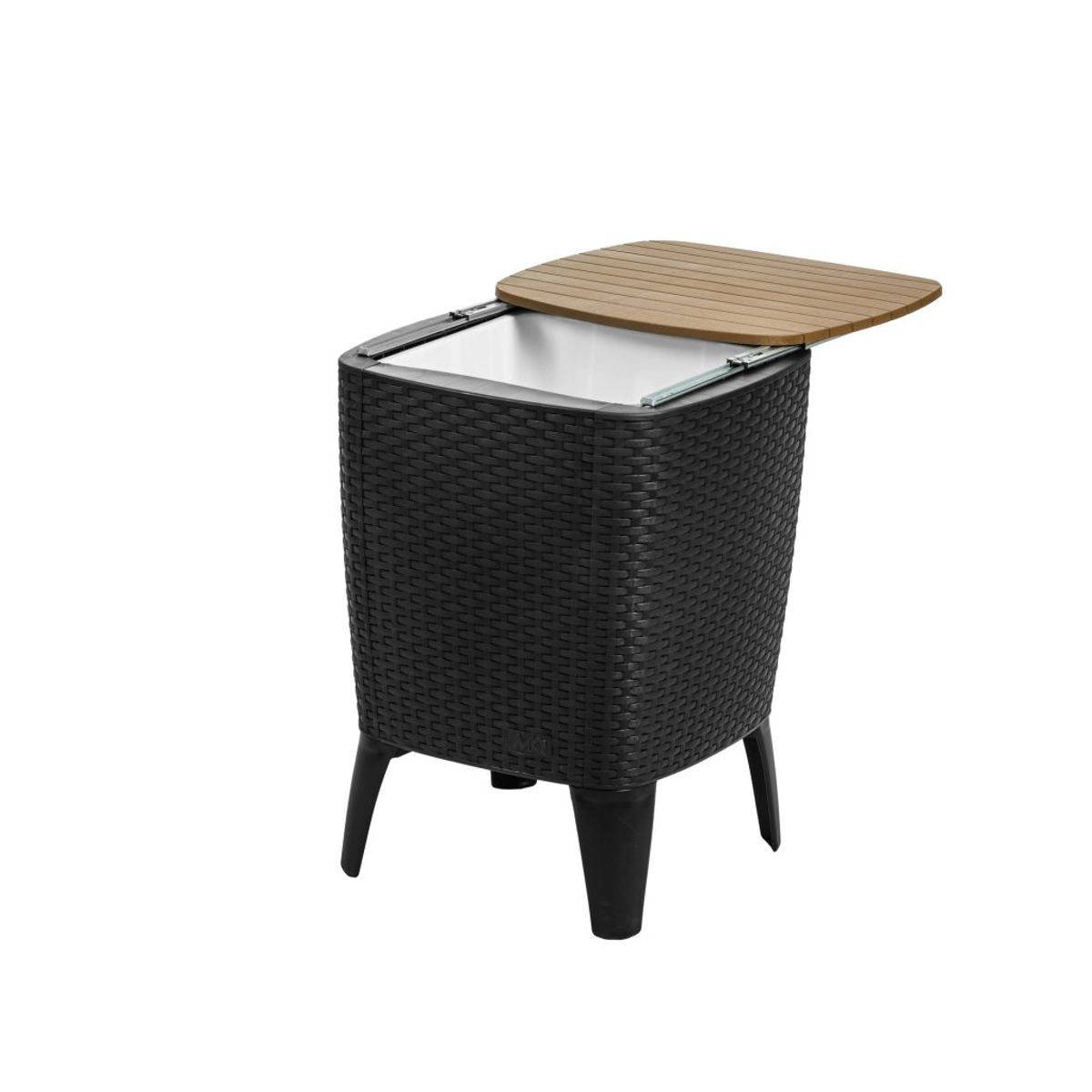 QRUBBER - Mesa Cooler Capri Tipo Rattán Negro Café Terraza MQ QRubber