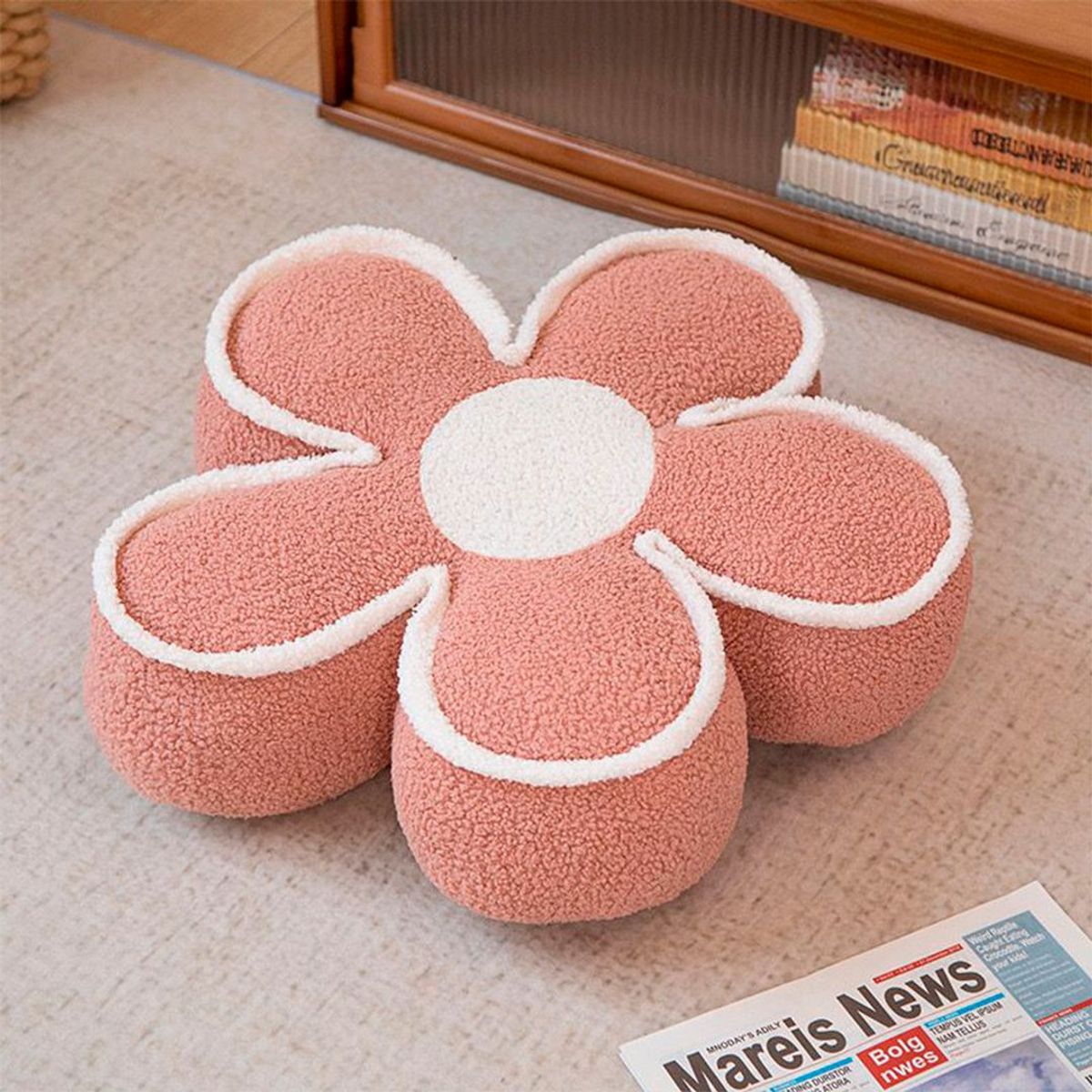 GENERICO - Cojín Decorativo Flor  Diseño Moderno Color Rosa