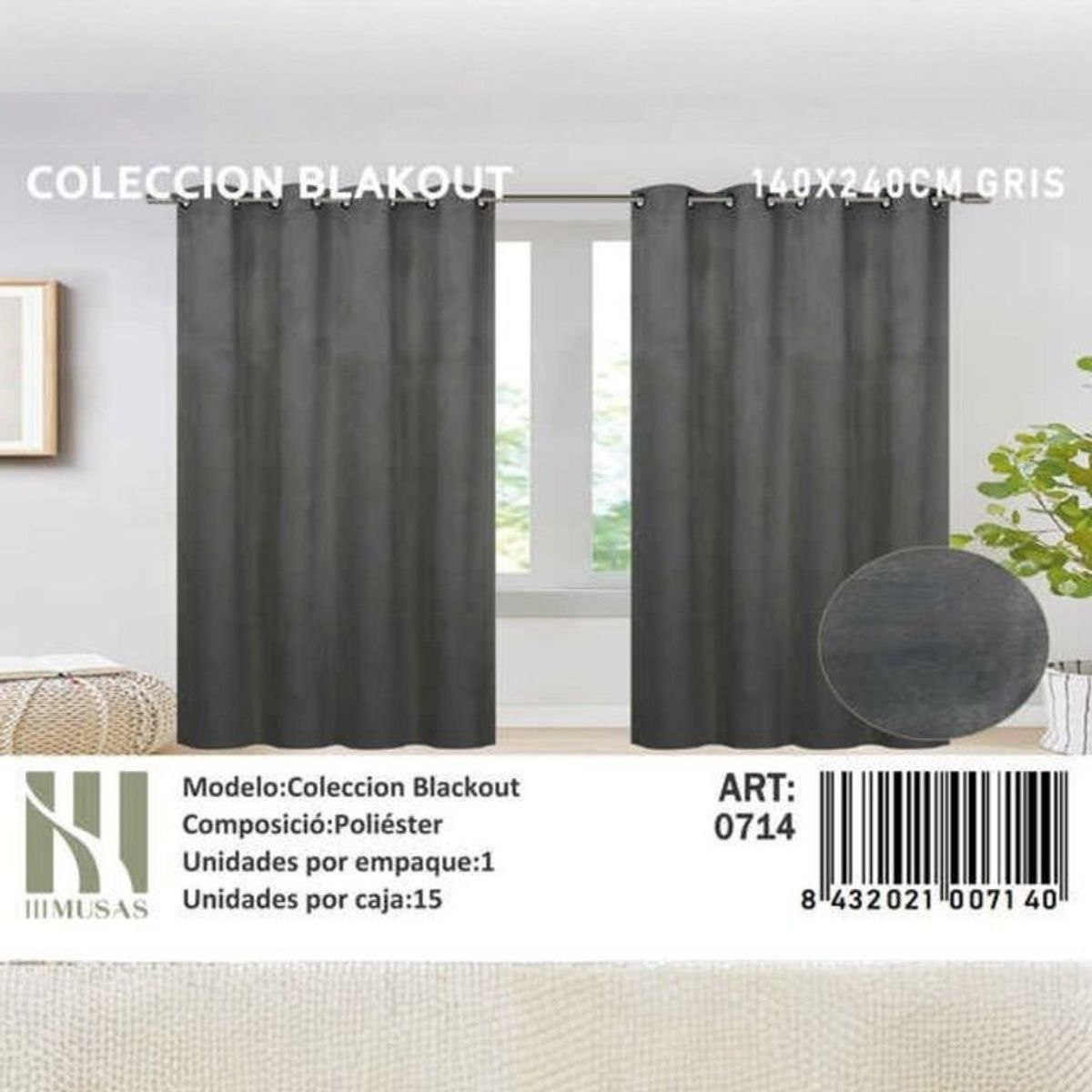 GENERICO - Juego De Cortinas Blackout 2 Paños 140x240 cm