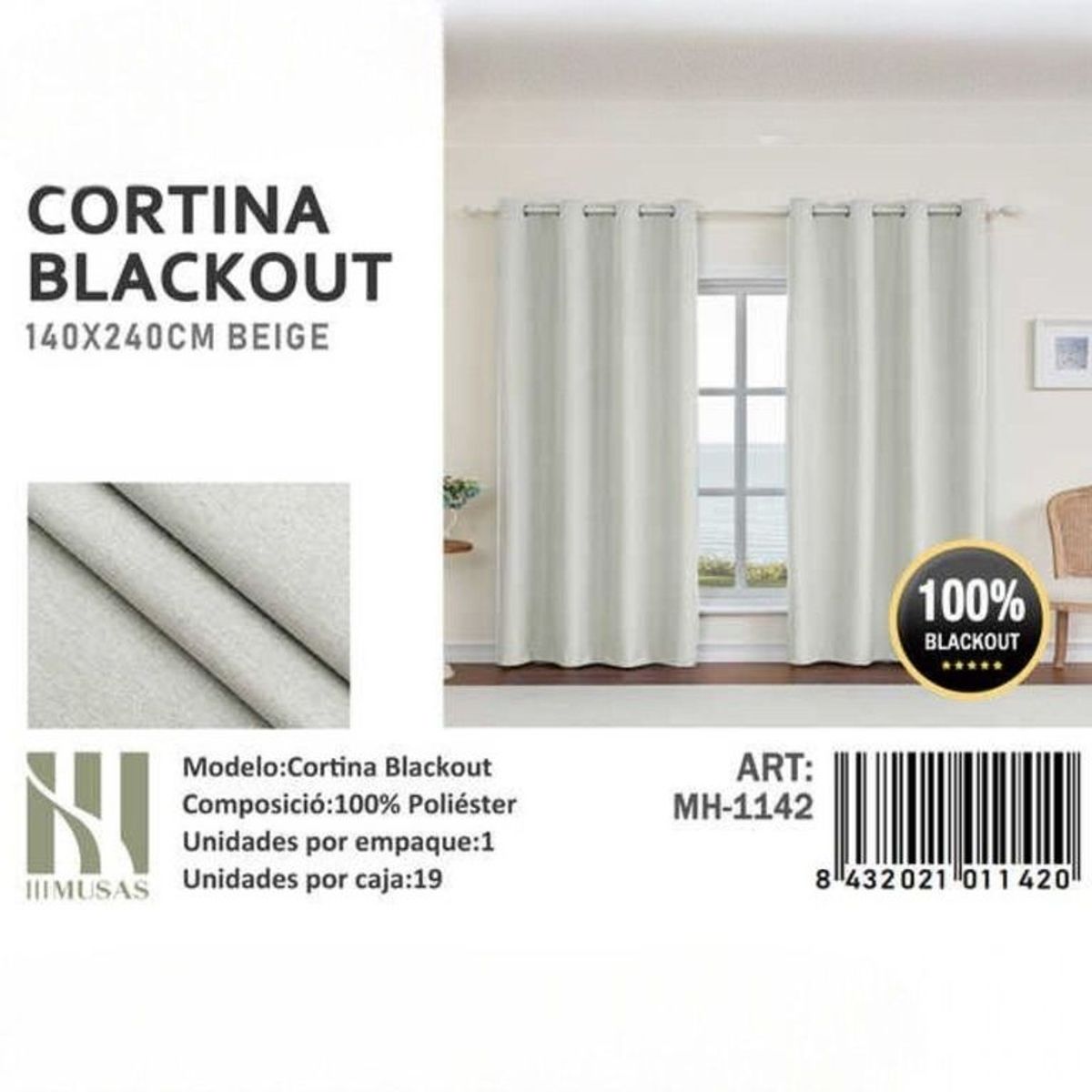 GENERICO - Juego De Cortinas Blackout 2 Paños 140x240 cm