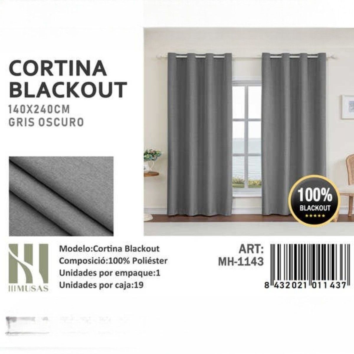 GENERICO - Juego De Cortinas Blackout 2 Paños 140x240 cm
