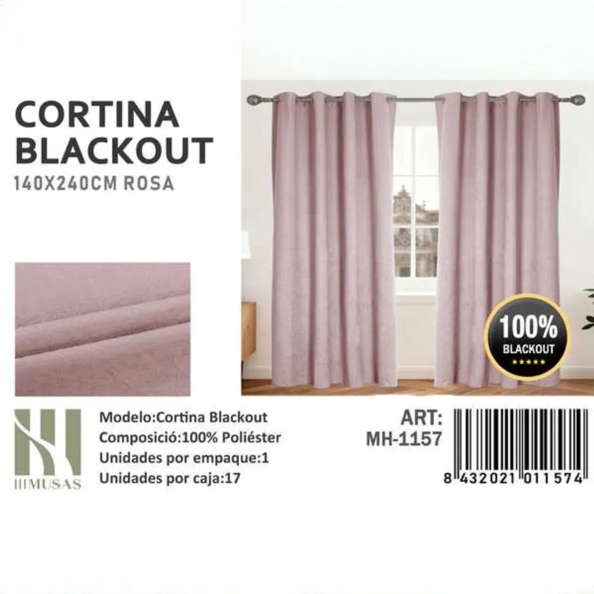 GENERICO - Juego De Cortinas Blackout 2 Paños 140x240 cm