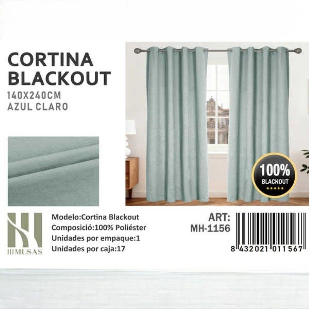 GENERICO - Juego De Cortinas Blackout 2 Paños 140x240 cm