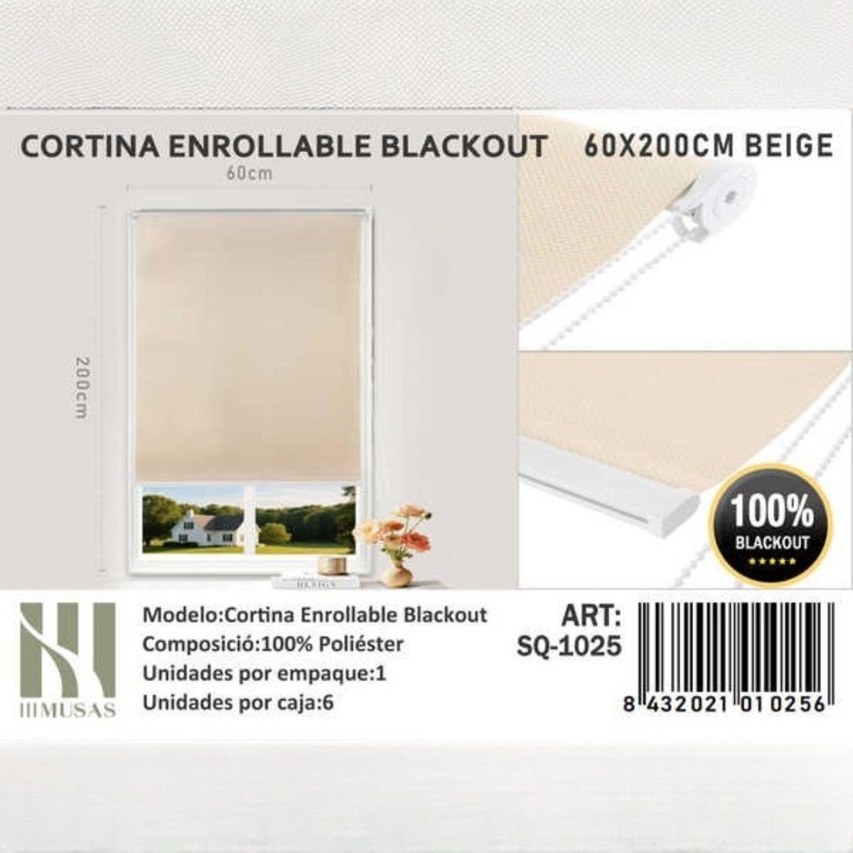 GENERICO - Cortina Roller Blackout 60x200cm