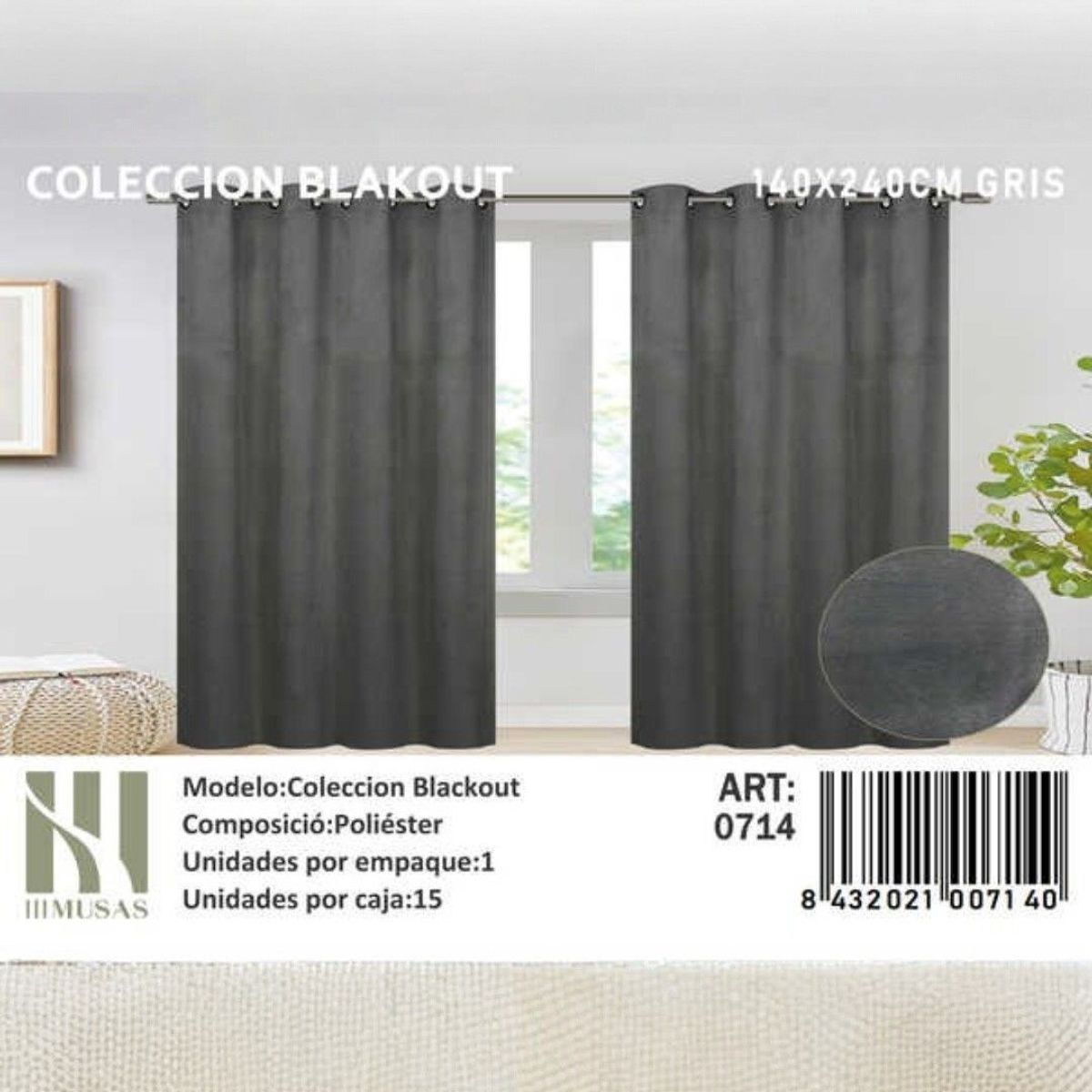 GENERICO - Juego De Cortinas Blackout 2 Paños 140x240 cm