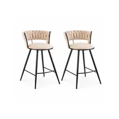 HABITA2 CHILE - Pack 2 Sillas de Bar Fijas 66 cm Gales Black